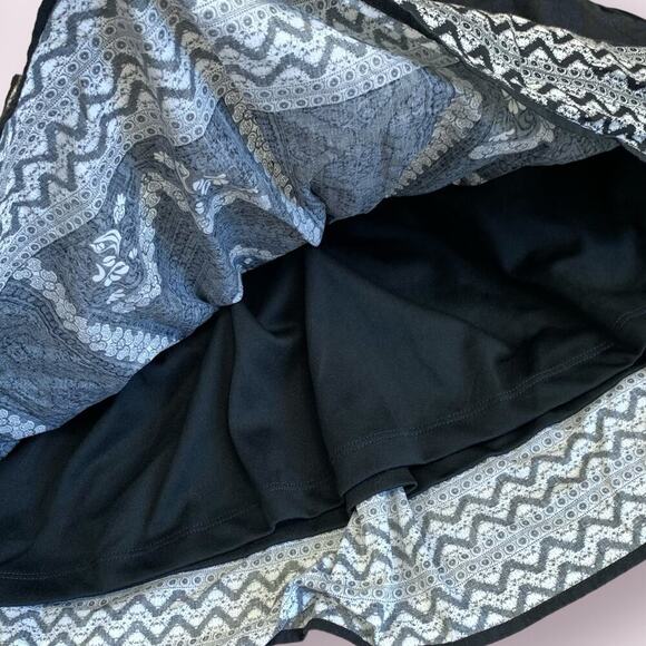 Alya Bohemian Flare Circle Skater Mini Skirt Pullon Size S Black and White Aztec - Picture 8 of 10